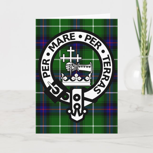 Scottish Clan Donald Tartan and Crest Card (Front)