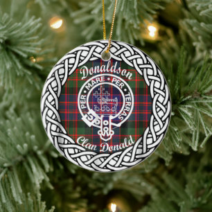 Scottish Clan Donaldson Donald Tartan and Crest Ceramic Tree Decoration