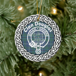 Scottish Clan Douglas Tartan and Crest Ceramic Tree Decoration