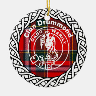 Scottish Clan Drummond Tartan and Crest Ceramic Tree Decoration