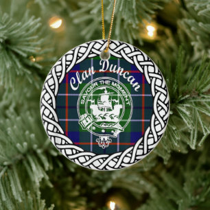 Scottish Clan Duncan Tartan and Crest Ceramic Tree Decoration