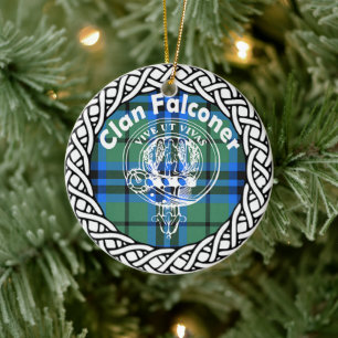 Scottish Clan Falconer Tartan and Crest Ceramic Tree Decoration