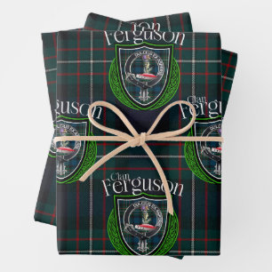 Scottish Clan Ferguson Tartan & Crest Wrapping Paper Sheet