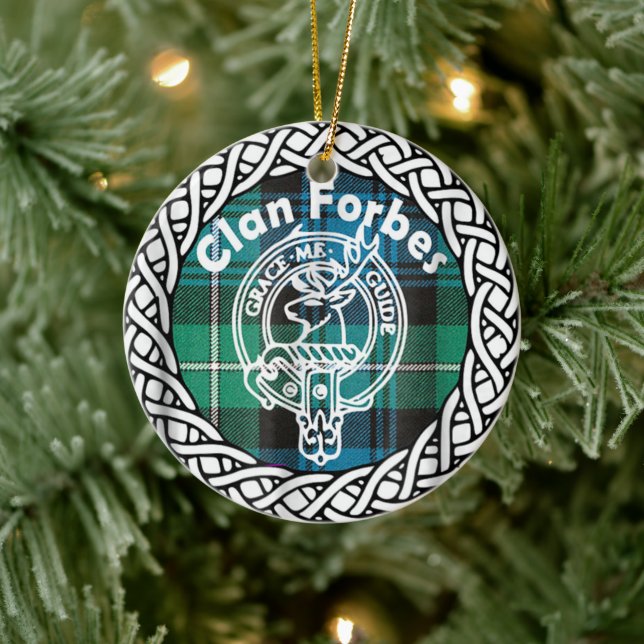 Scottish Clan Forbes Tartan and Crest Ceramic Tree Decoration (Tree)