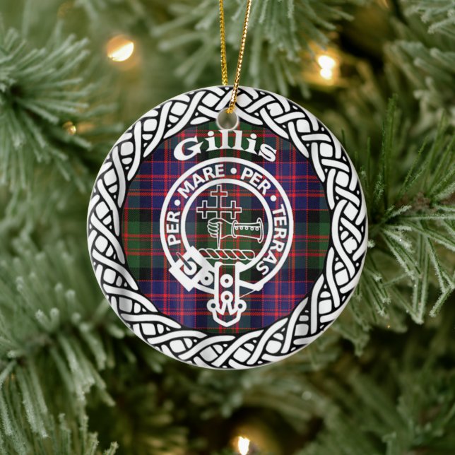 Scottish Clan Gillis Tartan and Crest Ceramic Tree Decoration (Tree)
