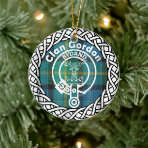 Scottish Clan Gordon Tartan and Crest Ceramic Tree Decoration