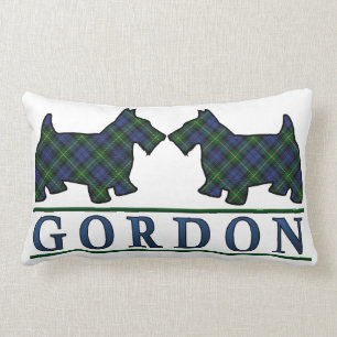 Scottish Clan Gordon Tartan Scottie Dogs Lumbar Cushion