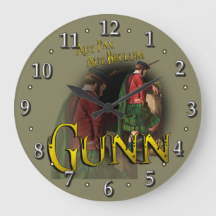 Scottish Clan Gunn Tartan Large Clock