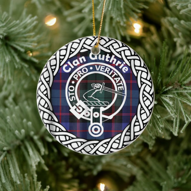 Scottish Clan Guthrie Tartan and Crest Ceramic Tree Decoration (Tree)