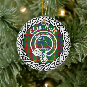 Scottish Clan Hall Tartan and Crest Ceramic Tree Decoration