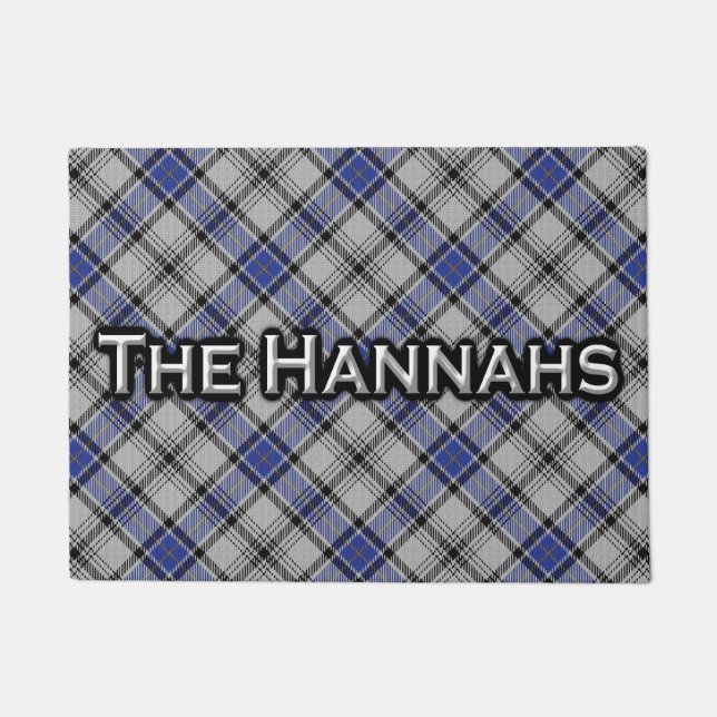 Scottish Clan Hannay Hannah Tartan Welcome Mat (Front)