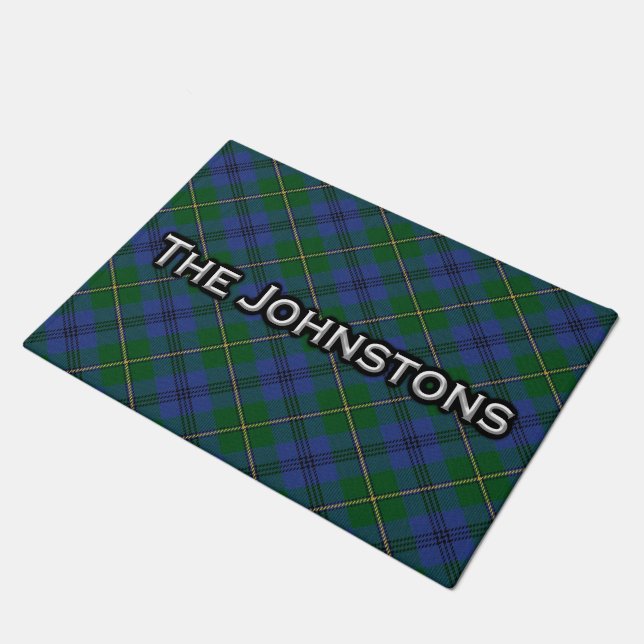 Scottish Clan Johnston Tartan Welcome Mat (Angled)