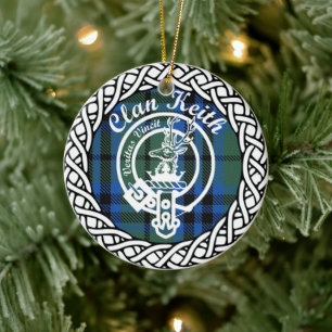 Scottish Clan Keith Tartan and Crest Ceramic Tree Decoration