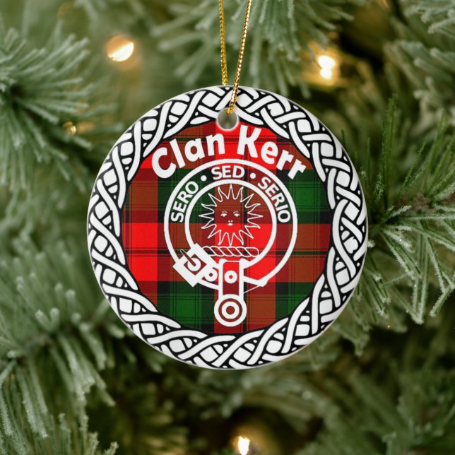 Scottish Clan Kerr Tartan and Crest Ceramic Tree Decoration (Tree)