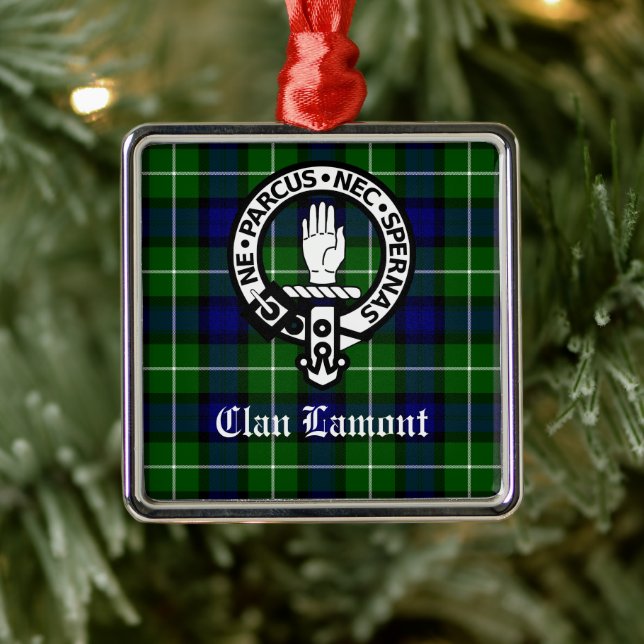 Scottish Clan Lamont Crest Badge and Tartan Metal Tree Decoration (Tree)