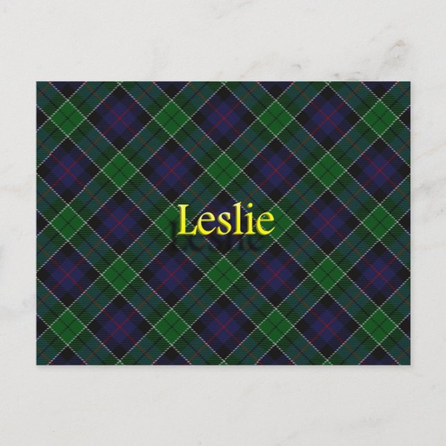 Scottish Clan Leslie Tartan Postcard (Front)