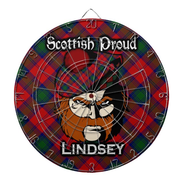 Scottish Clan Lindsey Lindsay Tartan Dartboard (Front)