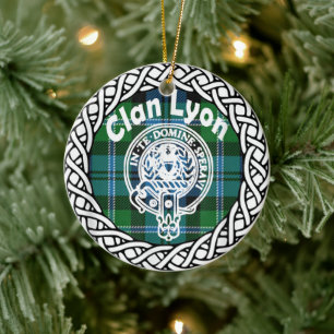 Scottish Clan Lyon Tartan and Crest Ceramic Tree Decoration