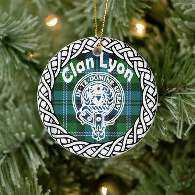 Scottish Clan Lyon Tartan and Crest Ceramic Tree Decoration (Tree)
