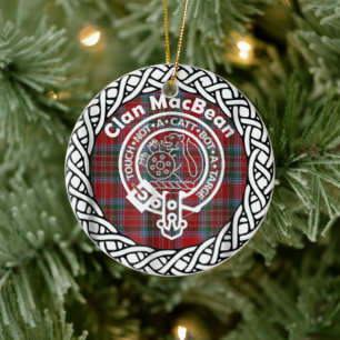 Scottish Clan MacBean Tartan and Crest Ceramic Tree Decoration