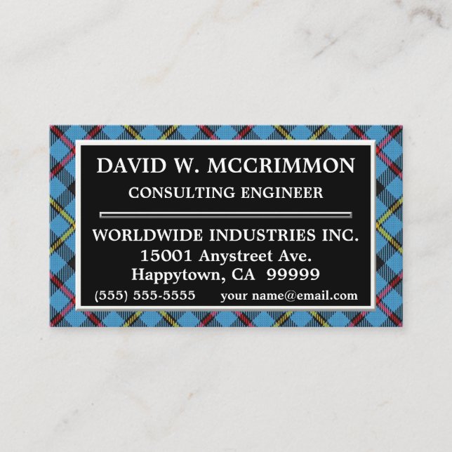 Scottish Clan MacCrimmon Tartan Plaid Business Card (Front)
