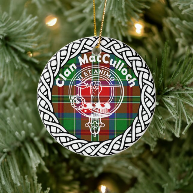 Scottish Clan MacCullock Tartan and Crest Ceramic Tree Decoration (Tree)