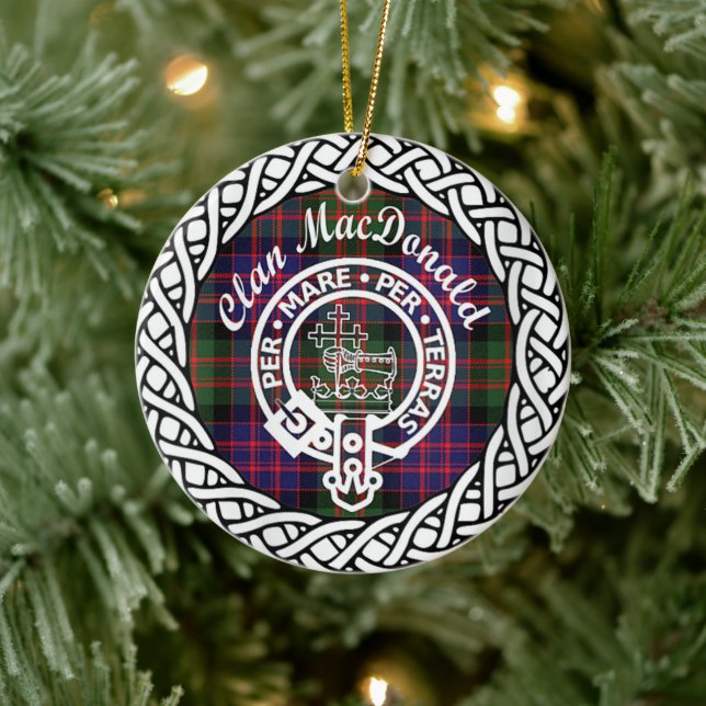 Scottish Clan MacDonald Tartan and Crest Ceramic Tree Decoration (Tree)