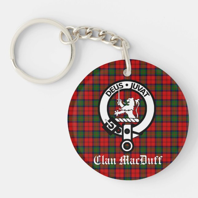 Scottish Clan MacDuff Tartan and Crest Badge  Key Ring (Front)