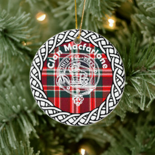 Scottish Clan Macfarlane Tartan and Crest Ceramic Tree Decoration