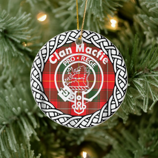 Scottish Clan Macfie Tartan and Crest Ceramic Tree Decoration (Tree)