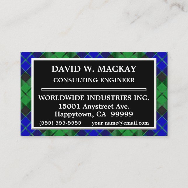Scottish Clan MacKay Tartan Plaid Business Card (Front)