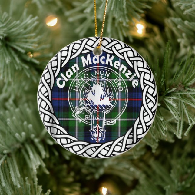 Scottish Clan MacKenzie Tartan and Crest Ceramic Tree Decoration (Tree)