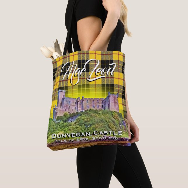 Scottish Clan MacLeod Dunvegan Castle Tartan Plaid Tote Bag (Close Up)