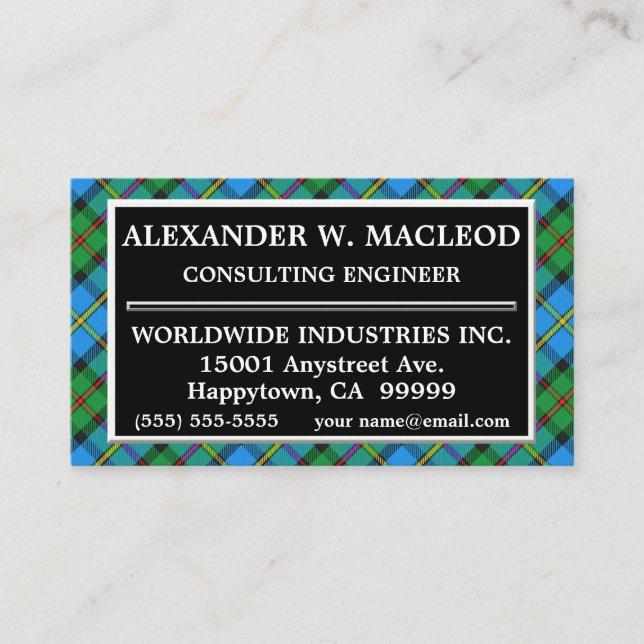Scottish Clan MacLeod of Harris Tartan Plaid Business Card (Front)