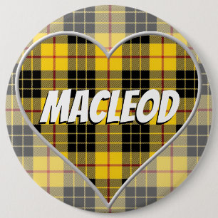 Scottish Clan MacLeod of Lewis Love Tartan Heart 6 Cm Round Badge