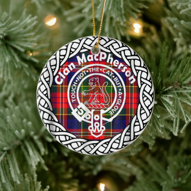 Scottish Clan MacPherson Tartan and Crest Ceramic Tree Decoration (Tree)