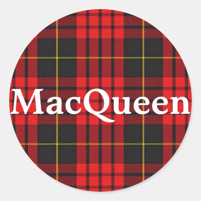Scottish Clan MacQueen Tartan Plaid Classic Round Sticker (Front)