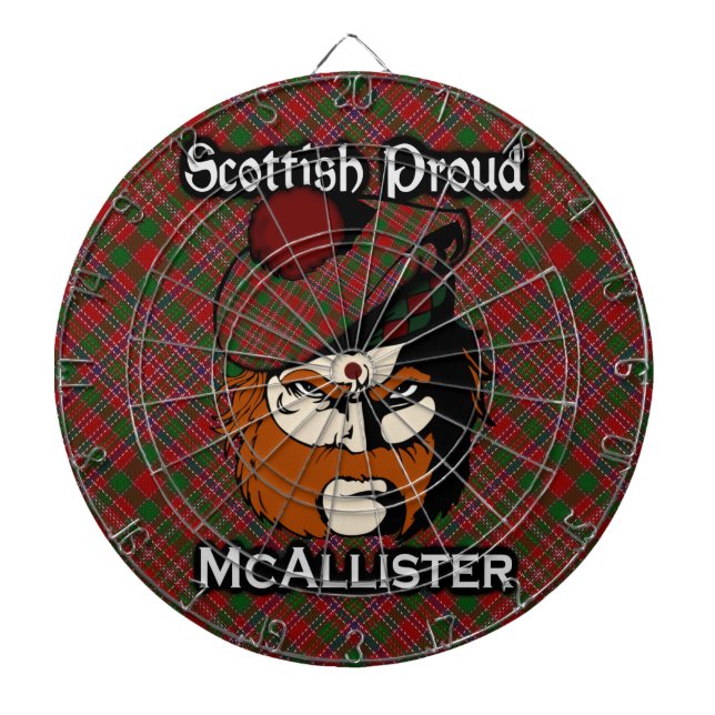 Scottish Clan McAllister Tartan Dartboard (Front)