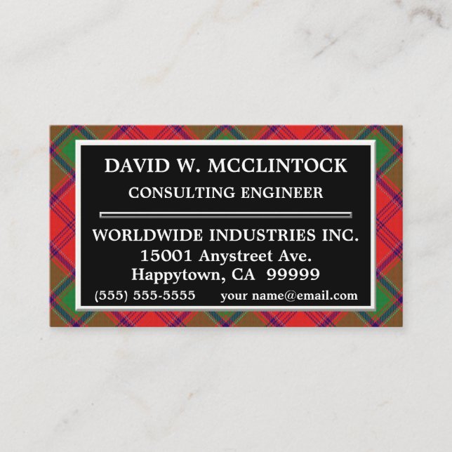 Scottish Clan McClintock MacClintock Tartan Plaid Business Card (Front)