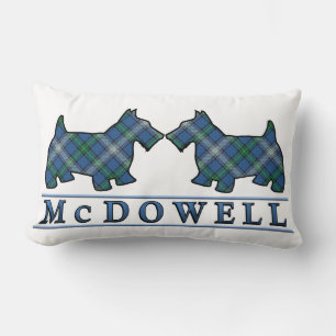 Scottish Clan McDowell Tartan Scottie Dogs Lumbar Cushion