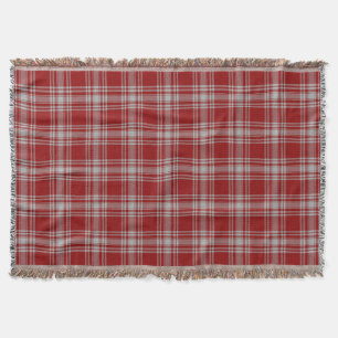 Scottish Clan Menzies Red and White Tartan Throw Blanket