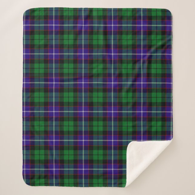 Scottish Clan Mitchell Tartan Plaid Sherpa Blanket (Front)