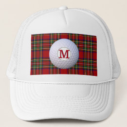 Scottish Clan Monogram Royal Stewart Tartan Plaid Trucker Hat