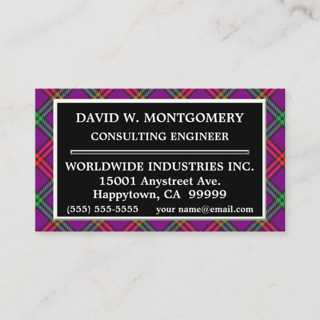 Scottish Clan Montgomery Tartan Plaid Business Card (Front)