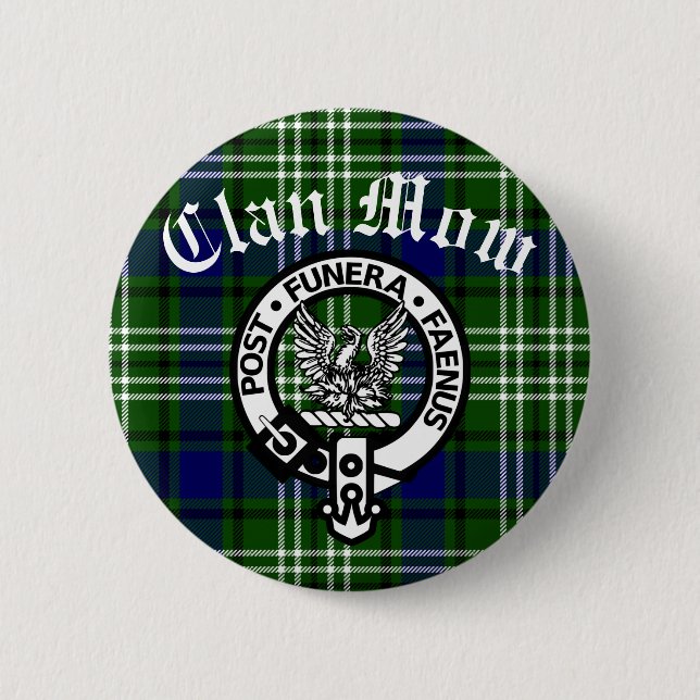 Scottish Clan Mow Crest & Tartan  6 Cm Round Badge (Front)