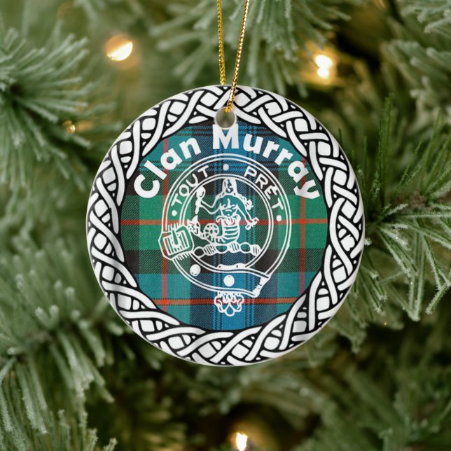 Scottish Clan Murray Tartan and Crest Ceramic Tree Decoration (Tree)