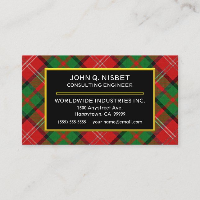 Scottish Clan Nisbet Tartan Plaid Business Card (Front)