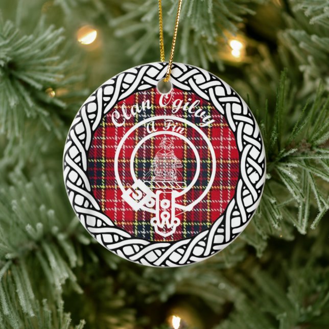 Scottish Clan Ogiluy Tartan and Crest Ceramic Tree Decoration (Tree)