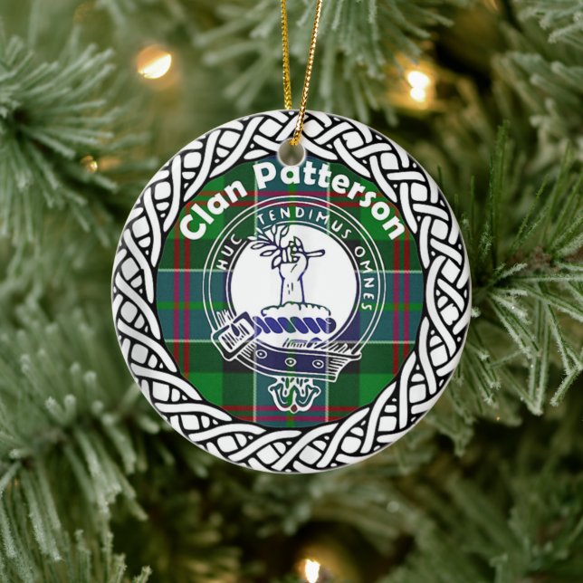Scottish Clan Patterson Tartan and Crest Ceramic Tree Decoration (Tree)