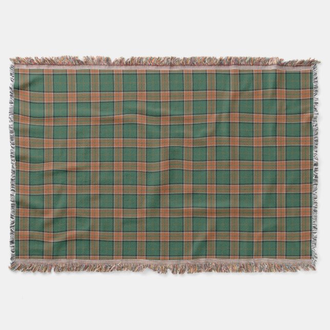 Scottish Clan Pollock Tartan Throw Blanket (Front)